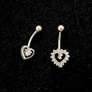 2 PC 925 STERLING SILVER BELLY BUTTON RINGS